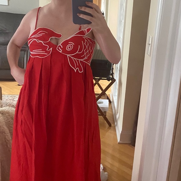 Red fish top Maxie dress - Farm Rio - Picture 5 of 6